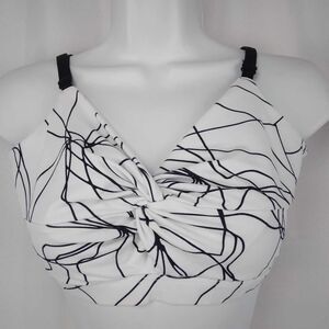 Fabletics Women's Size XXS Geometric White Black Twist Adjustable Sports Bra